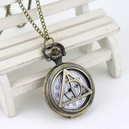 Pocket Watches Death Hallows Watch Classic Vintage Kid Birthday Holiday Gift Halloween Cosplay Accessory Bronze Link Chain
