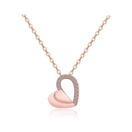 Pendant Necklaces Summer Style Rose Gold Color Crystal Double Heart Luxury Jewelry Love Valentines Day Wedding Drop Delivery Pendants Dhdsw