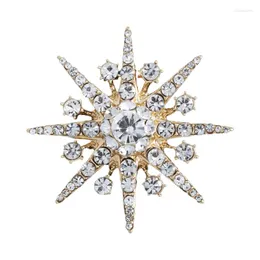 Broszki High-end Rhinestone Star broszka błyszcząca krystaliczna kryształowy płatek śniegu pin lapowy biżuteria dla kobiet prezent świąteczny