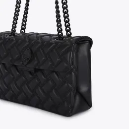 Kurt Geiger London XL Kensington Schodź prawdziwą skórzaną torbę na ramię w pełni czarny krzyż łańcuchy torebki torebki i torebki 24G8