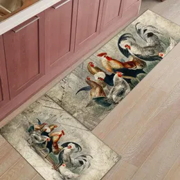 Carpets Farm Rooster Chicken Carpet Retro Kitchen Rugs 3D Living Room Bedroom Bathroom Entrance Doormat Home Decor Floor Mat Tapis