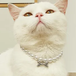 Hundebekleidung Ausgefallene Perlenkette für Haustiere, Diamant-Kristallhalsbänder mit glitzernden Strasssteinen