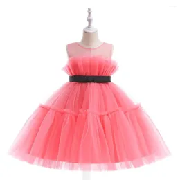 Abiti da ragazza Bambine senza maniche Principessa Tulle Tutu Spettacolo con abito da ballo con fascia nera Abiti per feste di compleanno in costume cosplay