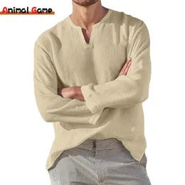 Camisetas masculinas masculino lençal breve respirável cor confortável de cor longa de manga longa harajuku blusa casual havaiana tops de tamanho grande s-5xl 230131