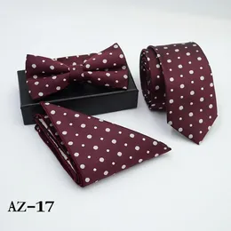 Papillon 3 pezzi Cravatta classica di lusso da uomo Cravatta jacquard scozzese tutto-fiammifero a righe da 8 cm per affari Matrimonio Prom Abbigliamento quotidiano