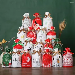 Christmas Decorations 10pcs Candy Bag Santa Snowman Elk Bow Gifts Merry Cristmas Decoration For Home Xmas Tree Navidad Year 2023