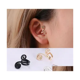 Clip-On Screw Back Fashion Plated Gold Clip Earring For Women Without Piercing Cartilage Puck Rock Vintage Ear Cuff Girls Jewelry Dhhfj