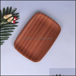 Dishes Plates Ecofriendly Home Kitchen Tool Black Walnut Solid Wood Snack Candy Cake Wooden Storage Handmade Craft Bread Trays Dh0 Dhd1K
