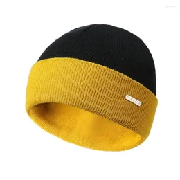 Berets Men Women Color Matching Hip-hop Skullies Knit Hats Personalized Beanie Knitted Winter Hat Unisex Warm Soft Bonnet Ski Caps