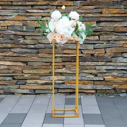 Dekoracja imprezowa 10pcs/ partia 1M Gold Flower Stand Metal Road Old Wedding Centerpiece Stojak na kolumnę