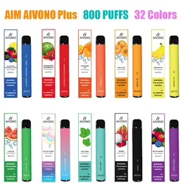 Puff 800 AIVONO AIM PLUS SIGNOTTO E MONIGENZIA VAPE PEN 2% 5% 0% di resistenza 550 mAh Batteria da 3,2 ml Sigarette a soffio pre-riempito 32 Colori