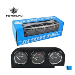 Oil Pressure Gauge 52Mm Triple Kit Temp Add Water Or Volt Meter With Sensor 3In1 Car Tag01/02/03 Drop Delivery Mobiles Motorcycles Dht46