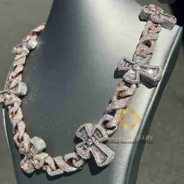Diseño Silver 925 Luxury personalizado VVS Moissanite Hip Hop Jewelry Freed Out Cross Cuban Link Chain