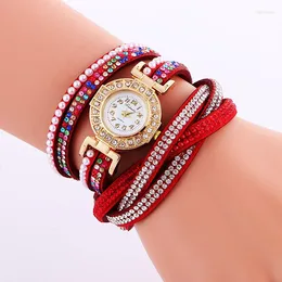 Wristwatches 100pcs/lot Full Crystal Mini Strap Leather Watch Fashion Fulaida Colorful Diamond Quartz Elegance For Women Wholesale