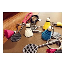 Nyckelringar Lanyards Fashion Mini 3D Badminton Key Ring Colorf Decoration Gym Keychain KeyFob For Car Keyring Bag Sports Gifts 4 Sty DHPY6