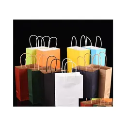 Worki do pakowania Mtifunction Paper Bag Kraft Shop z uchwytami 21x15x8cm dostawa biuro Office School Business Industrial Dhycc