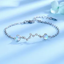 Link Bracelets Luxury Women Silver Plated Star Moonstone Set Zircon Moon Bracelet Sweet Fashion Personality Romantic Party Jewelry Wedding