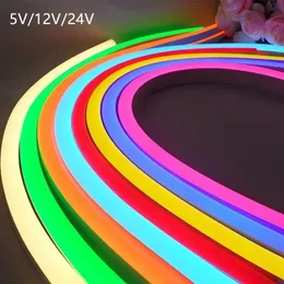 5V 12V 24V Led Neon Strip Light Sign Flexible Tape Waterproof Rope Red Green Blue Yellow Ice Blue Pink Warm White 2835 Silicon Tube