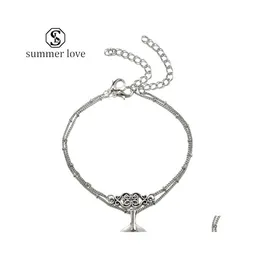 Fußkettchen 2 teile/satz Meerjungfrau Schwanz Pendent Für Frauen Boho Persönlichkeit Herz Charme Sier Yoga Knöchel Armbänder Freundschaft Mtilayer Schmuck D Dhtwm