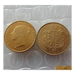 Konst och hantverk 1876 Queen Victoria Young Head Gold Coin mycket sällsynt halv suverän die 29 Kopiering Främjande fabrikspris Nice Home Acce Dhme7