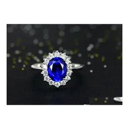 Solitaire Ring Rings Sier Crystal Jewelry Gold Plated Brass Cubic Zirconia sapphire Gemstone Bdehome Drop Drows