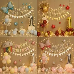 Dekoracja imprezy Urodziny Dzieci dziecko 1 -letni rocznica scena pusta pull flaga litera lekka balon z balonem
