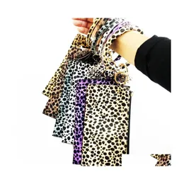 Tecla anéis Mulheres meninas Leopardo PU PULHA DE CATERALIZAÇÃO DE CABELA DE CABELA TECLINHO keyring Keychain Pulset Keyrings Jeias com carteira DR DHI0B