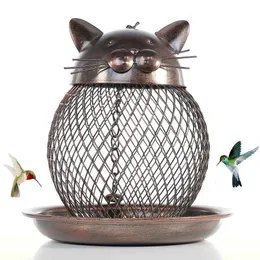 Inne zaopatrzenie ptaków Modelowanie kotów Vintage Cat Feeder Creative Home Mebles Modern Metal rzemiosło na zewnątrz wiszący 230130