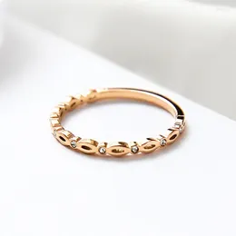 Wedding Rings YUN RUO 316L Titanium Steel Jewelry Hollow Out Mosaic Zircon Weeding Ring Rose Gold Color Fashion Woman Birthday Gift Never