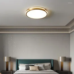 Ceiling Lights Nordic Style Copper Bedroom Lamp Modern Minimalist Led Room Light Luxury Round Study Balcony Lamps