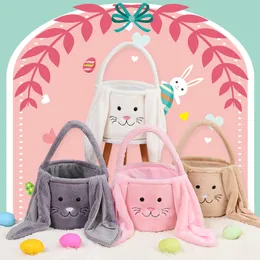 DIY фланелевая сумка-ведро с кроликом, корзины, сумка для охоты за яйцами, 3D сумка с кроличьими ушками, персонализированные кошельки с днем Пасхи