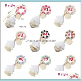 파티 선호 목재 팔찌 보석 씨 타인 불길한 술 불꽃 키 체인 컬러프 프린지 브레이슬릿 뱅글 손목 키 링 paa12965 드롭 D Otoxe