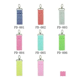 Party Favor Chapstick Bags Striped Cotton Holder Personalized Keychian Wrap Lipstick Case Christmas Gift Drop Delivery Home Garden F Dhc3C