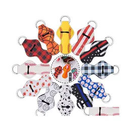 Party Favor 72 Design-Musterdruck Chapstick-Halter Schlüsselanhänger Handlicher Lippenbalsam-Neopren-Halter Schlüsselanhänger-Beutel für Chapsticklipstick Dhohz