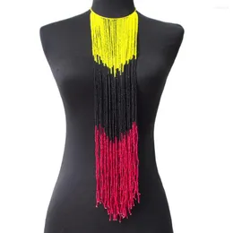 Choker Bohemian Harts Pärlade långa halsband hängsmycken Kvinnor Handgjorda pärlor krage Bib Statement Necklace Ethnic Jewelry