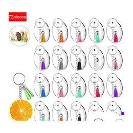 Bierek smyczy akrylowy brelok Blanki Kolorfy Tassels Wiselant Clear Circle Disc z dziurą DIY Crafts Creative Key Pierścienie Prezent W Dhfqt