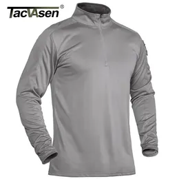 Men's T-Shirts TACVASEN With Zipper Pocket Long Sleeve T-shirts Men's Tactical T-shirts 1/4 Zip Collar Shirts Quick Dry Military Army Tops Man 230130