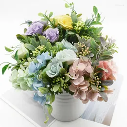 Dekorative Blumen, 1 Strauß mit 5 Gabeln, künstlicher Rosenstrauß, Heimdekoration, Zubehör, Hochzeit, Inneneinrichtung, DIY-Vasen für Geschenke