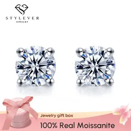 Stud Stylever Real 05ct 1Ct D Color Diamond Earrings for Women 925 Sterling Silver Wedding Luxury Jewelry 230130