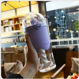 Mugs OWNPOWER Summer Sports Cup Transparent Straw Mug Press Open Cover Screw Mixer Travel Outdoor Water Bottle Plastic Drinkware 0838