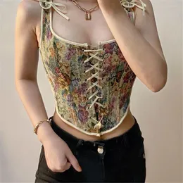 Женские танки Atopos sexy corset floral top top top summer Женский танк camis french vintage leceveles