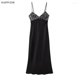 Casual Dresses Women Beaded Lingerie Dress Fashion Sexy Sleeveless Suspender Medium Long Slim Trend Sequins Party