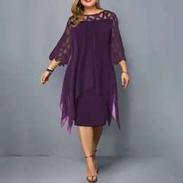 Abiti taglie forti Taglia Estate Maglia di pizzo Sexy Elegante Midi Party Abito con paillettes Allentato Manica lunga Abbigliamento donna Clubwear 4XL 5XL 6XL 230130