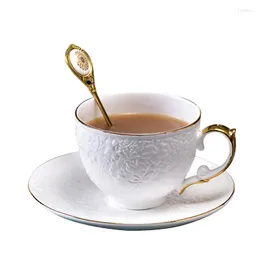 Tazze Piattini Semplice Bone China Ceramica Set di tazze da tè e caffè Latte Porcellana turca Tazas De Cafe Ceramica BE50CU