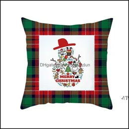 クリスマスの装飾レッドグリーン格子縞の枕カバーサンタクロースピーチスキンピロークッションホームピロースリップ10スタイルPAA10292ドロップデリブotujm