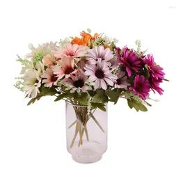 الزهور الزخرفية 9 رأس كبير متعدد الألوان روز إناء المنزل إكسسوارات الديكور المنزل وهمية ديزي بلاستي