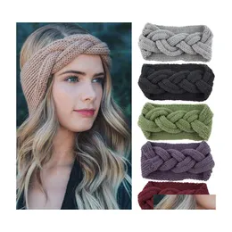 Party Favor Headband Knitted Fashion Handmade Twist Knot Headbands For Women Korean Wool Winter Warm Turban Elastic Hair Bands Girls Dhjzx