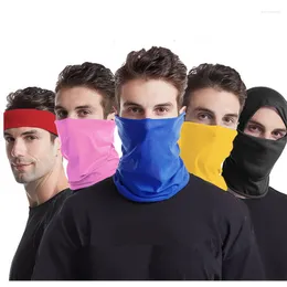 Bandanas Outdoor Magic Bandana Solid Neon Color Cycling Hiking Scarves Headband Polyester Fashion Neck Cover Fishing Windproof Face Mask