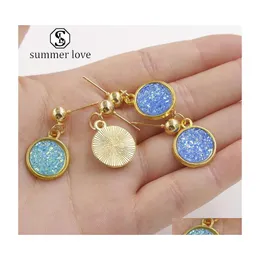 Stud Arrival Druzy Drusy Resin Earring For Women Sparkly Dome Seals Round Bling Dangle Simple Valentines Day Jewelry Drop Delivery Ea Dhnqd