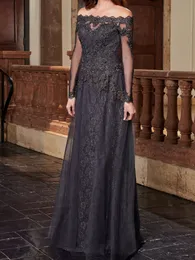 Fancy Gray Lace Evening Dress Prom Gowns Strapless Long Sleeves Applqiue with Beads Zipper with Buttons Back